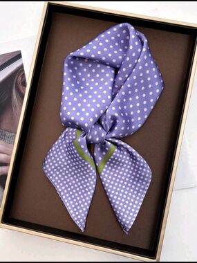 Purple Polka Dot Neck Scarf - 27.5"/27.5"